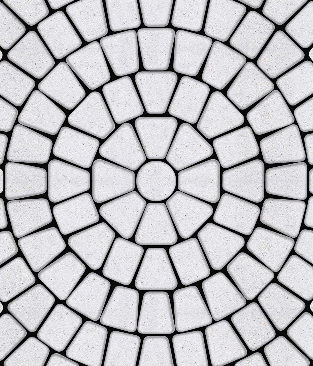 Тротуарная плитка Классико круговая круговая из 3 плит Стоунмикс Белый 60