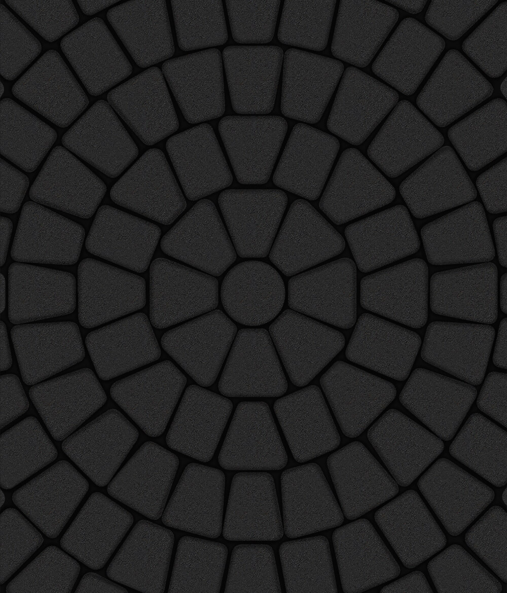Тротуарная плитка Классико круговая круговая из 3 плит Стандарт Черный 60